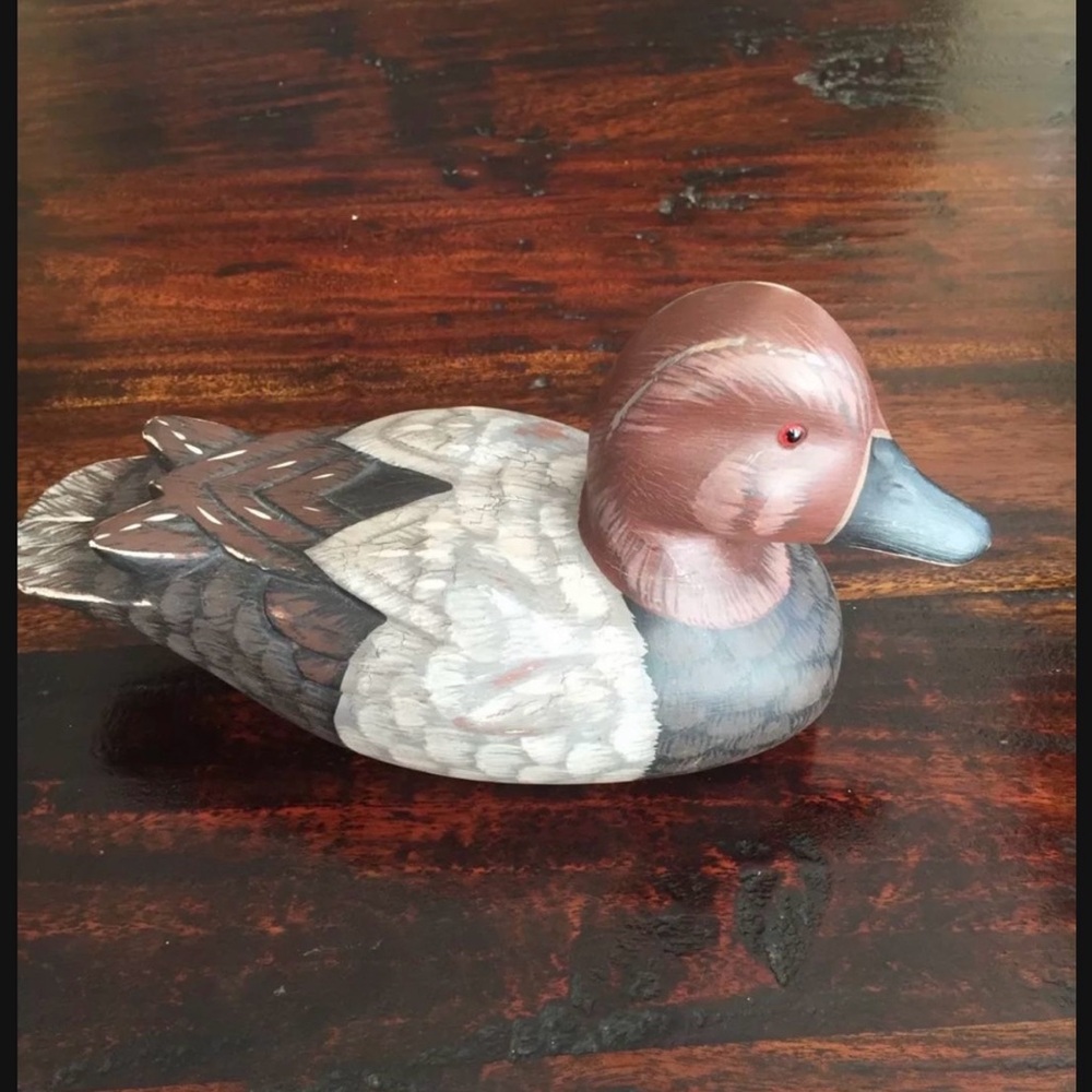 Vintage James Haddon Hand  Carved & Painted Autographed Wooden Duck